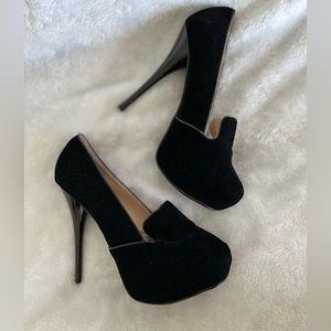 Black suede heels